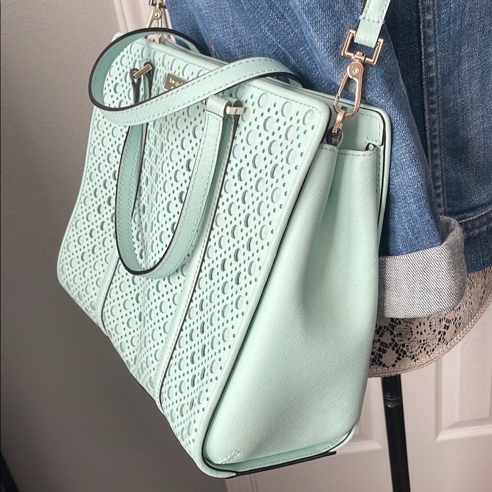 Kate Spade Pastel Aqua Blue Convertible Handbag - Picture 8 of 17